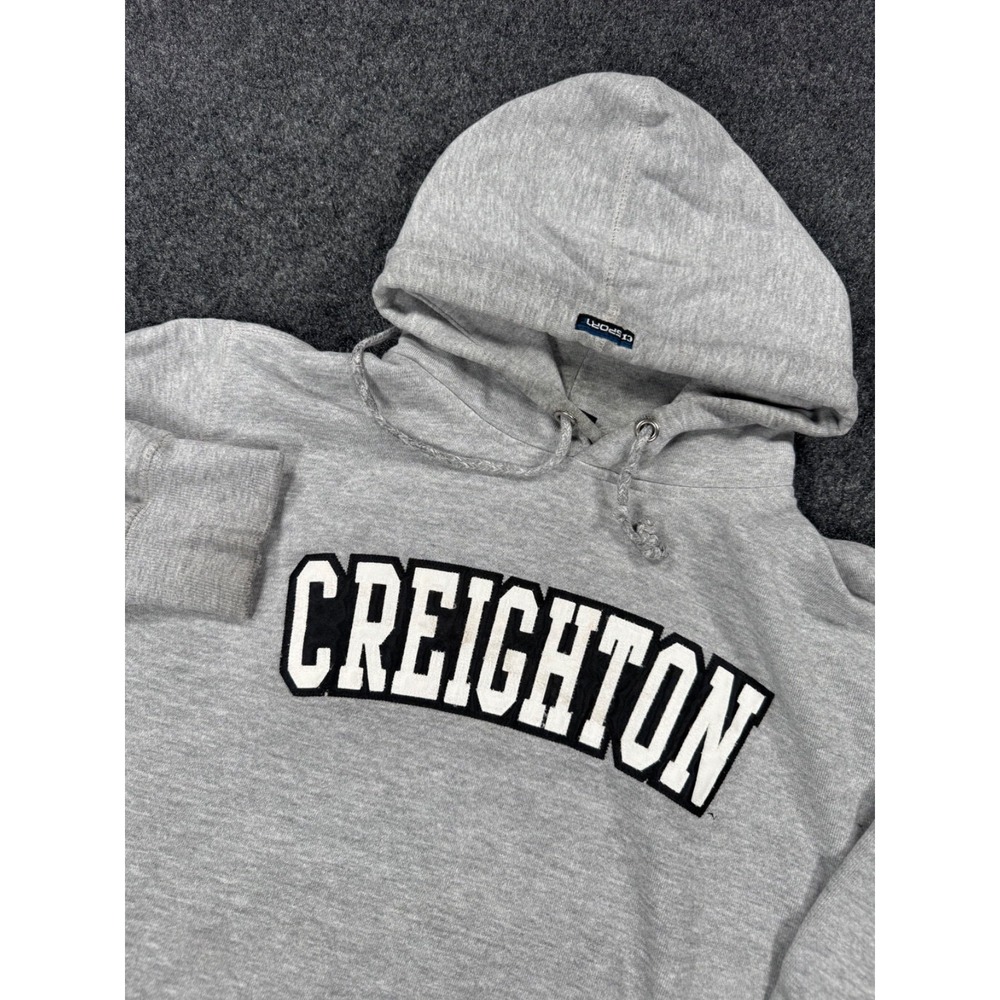 Vintage Creighton Bluejays Hoodie Mens L Gray Spellout College CI Sport